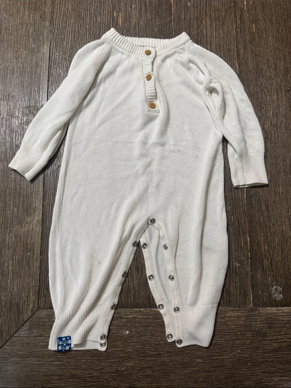 Kickee Pants Baby 6-12M Ivory Knit Romper Jumpsuit | Soft Neutral One Piece